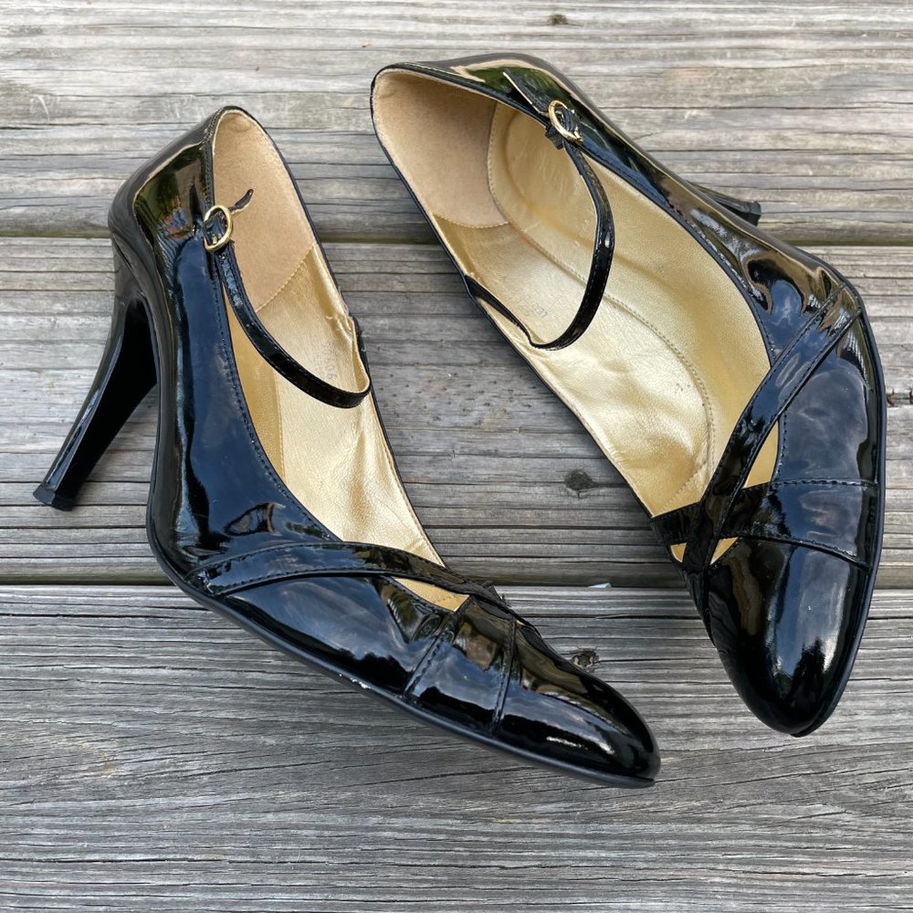 J Crew Women Heels Shoes Pump Black Patent Leather - Picture 3 of 13